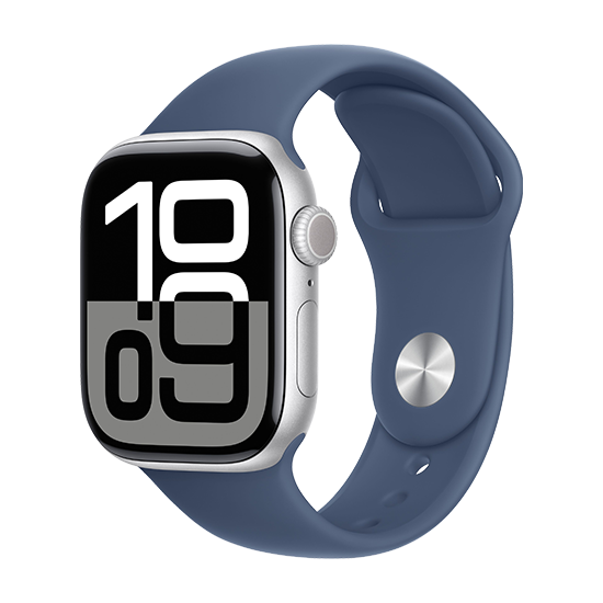 195949564369 Watch Apple Watch Series 10 GPS 42mm Silver Aluminium Case with Sport Band S/M - Denim