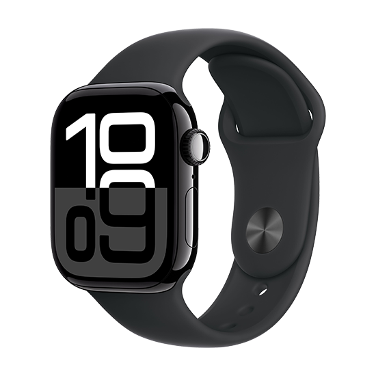 195949564390 Watch Apple Watch Series 10 GPS 42mm Jet Black Aluminium Case with Sport Band S/M - Black