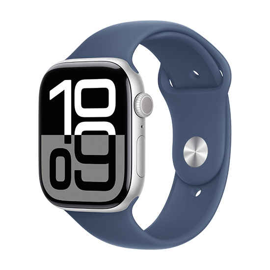 195949564451 Watch Apple Watch Series 10 GPS 46mm Silver Aluminium Case with Sport Band S/M - Denim