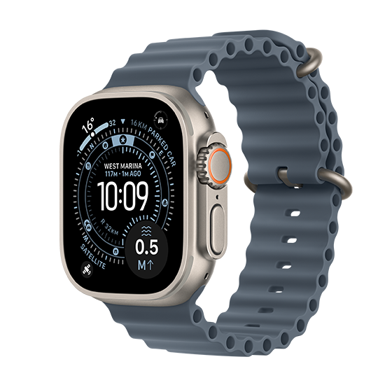 195950608793 Watch Apple Watch Ultra 3 (2025) 5G 49mm Natural Titanium Case with Ocean Band - Anchor Blue