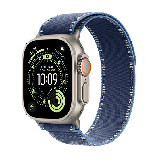 195950609448 Watch Apple Watch Ultra 3 (2025) 5G 49mm Natural Titanium Case with Trail Loop M/L - Blue/Bright Blue