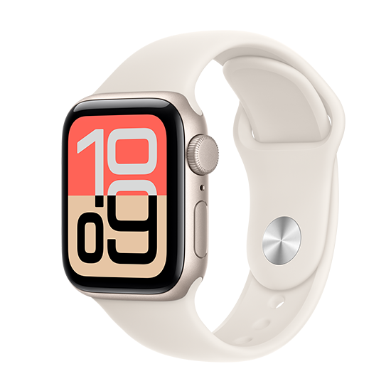 195950645651 Watch Apple Watch SE 3 (2025) GPS 40mm Starlight Aluminium Case with Sport Band S/M - Starlight